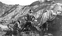 Men of the 1st Light Horse Regiment taking over new dugouts.